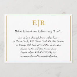 Elegantes Gold Monogram Probe Dinner Einladung