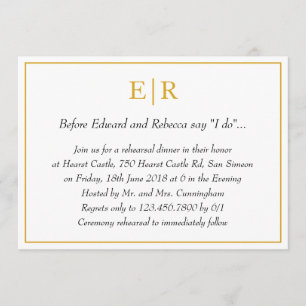 Elegantes Gold Monogram Probe Dinner Einladung