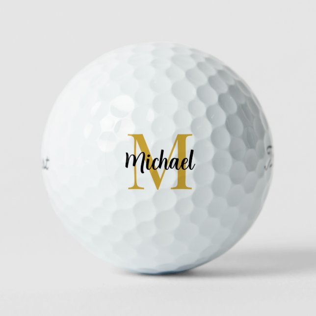 Elegantes Gold Monogram Titleist Pro V1 3 Pack Golfball (Vorderseite)