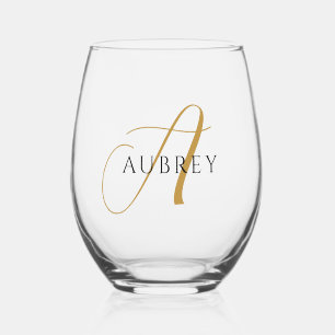 Elegantes Gold Monogram Trinkbehälter Set Weinglas Ohne Stiel