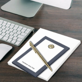 Elegantes Gold-Monogramm Blaues Leder-Look Post-it Klebezettel