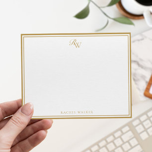Elegantes Gold-Monogramm mit zwei Rändern Mitteilungskarte
