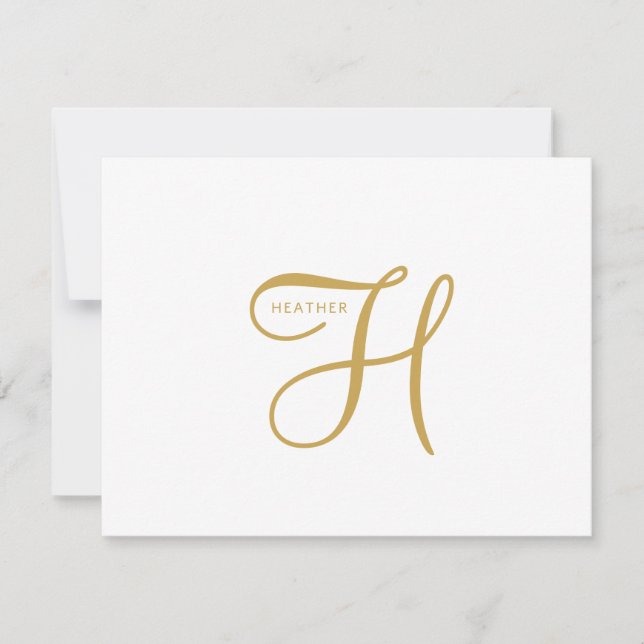 Elegantes Gold-Monogramm  Mitteilungskarte (Vorderseite)