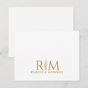 Elegantes Gold-Monogramm Mitteilungskarte