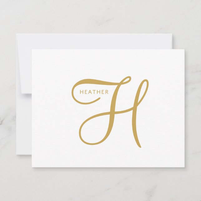Elegantes Gold-Monogramm  Mitteilungskarte (Vorderseite)