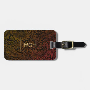 Elegantes Gold-Monogramm Rost-Orange-Blumenmuster Gepäckanhänger