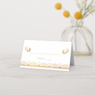 Elegantes Gold Muster Indische Hochzeit Platzkarte