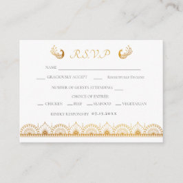 Elegantes Gold Muster Indische Hochzeit RSVP Begleitkarte