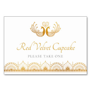 Elegantes Gold-Muster indisches Buffet-Label Tischnummer