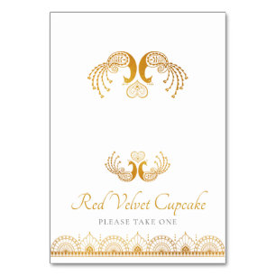 Elegantes Gold-Muster indisches Buffet-Label Tischnummer