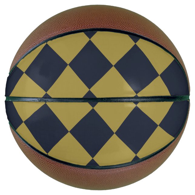 Elegantes Gold & Navy Blue Diamond Muster Basketball (Vorderseite)