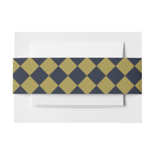 Elegantes Gold & Navy Blue Diamond Muster Einladungsbanderole