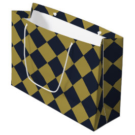 Elegantes Gold & Navy Blue Diamond Muster Große Geschenktüte