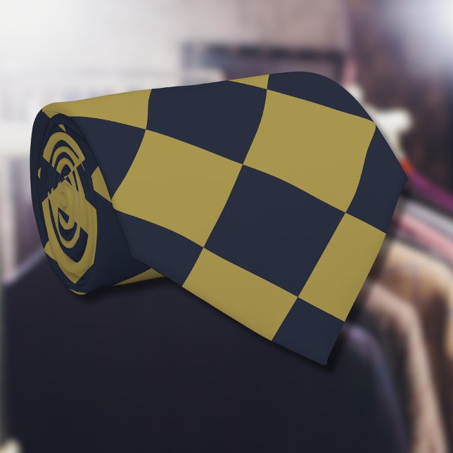 Elegantes Gold & Navy Blue Diamond Muster Krawatte (Von Creator hochgeladen)