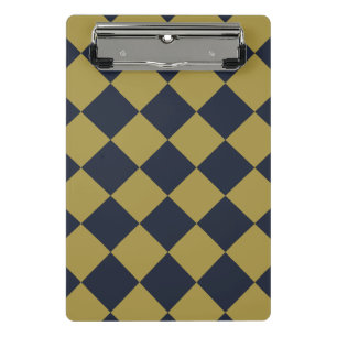 Elegantes Gold & Navy Blue Diamond Muster Mini Klemmbrett