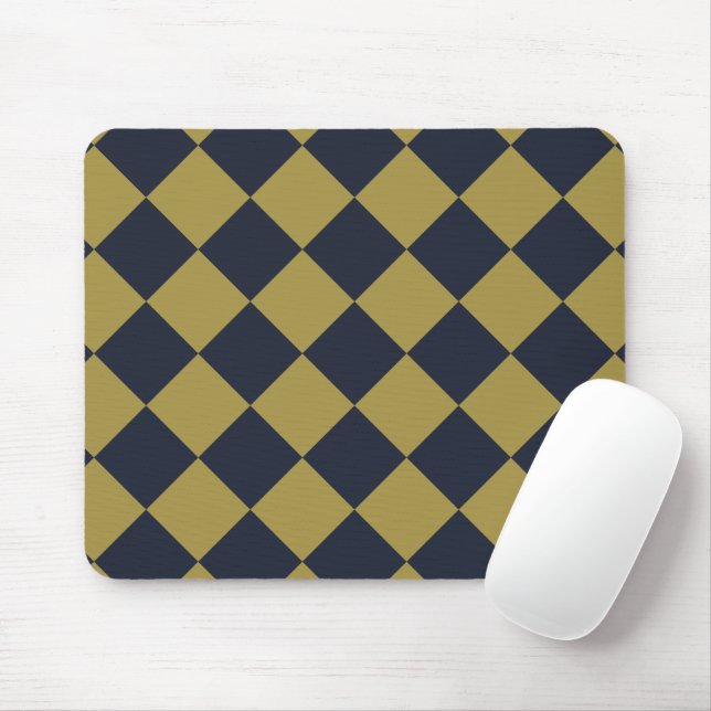 Elegantes Gold & Navy Blue Diamond Muster Mousepad (Mit Mouse)