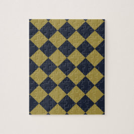 Elegantes Gold & Navy Blue Diamond Muster Puzzle