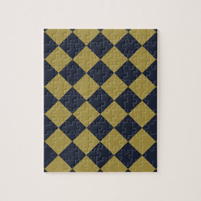 Elegantes Gold & Navy Blue Diamond Muster Puzzle (Vertikal)