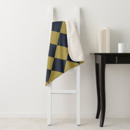 Elegantes Gold & Navy Blue Diamond Muster Sherpadecke