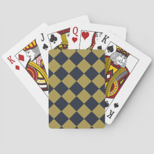 Elegantes Gold & Navy Blue Diamond Muster Spielkarten