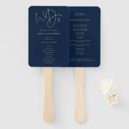 Elegantes Gold Navy Blue We Do Wedding Programm Fächer