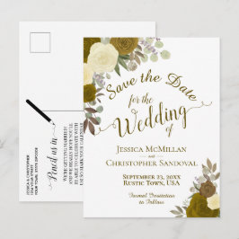 Elegantes Gold oder Gelbe Rosen Hochzeit speichern Ankündigungspostkarte