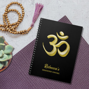 Elegantes Gold Om Symbol   Sanskrit spirituell Bla Notizblock