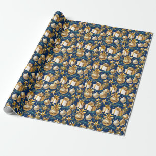 Elegantes Gold-Ornamente und Stars-Umschlagpapier Geschenkpapier