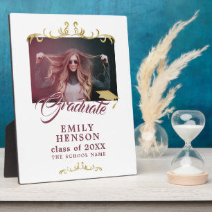 Elegantes Gold Ornaments Grad Abschluss Foto Fotoplatte