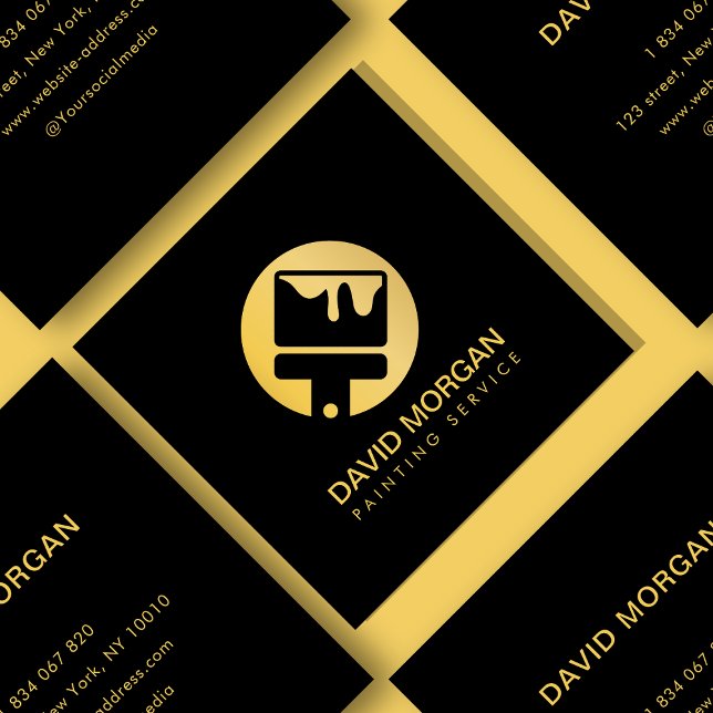Elegantes Gold Paint-Logo | Moderne Malerei Quadratische Visitenkarte (Von Creator hochgeladen)