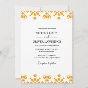 Elegantes Gold Papel Picado jäten Einladung