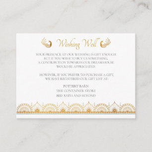 Elegantes Gold Pattern Indisches Hochzeitsregister Begleitkarte