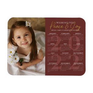 Elegantes Gold PEACE und JOY 2022 Calendar Foto Magnet