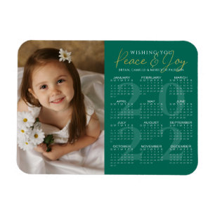 Elegantes Gold PEACE und JOY 2022 Calendar Foto Magnet