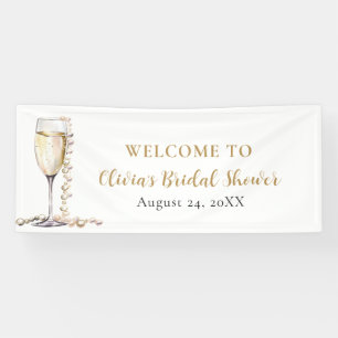 Elegantes Gold Perlen und Prosecco Brautparty Banner