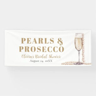 Elegantes Gold Perlen und Prosecco Brautparty Banner