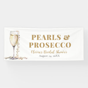 Elegantes Gold Perlen und Prosecco Brautparty Banner