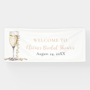 Elegantes Gold Perlen und Prosecco Brautparty Banner