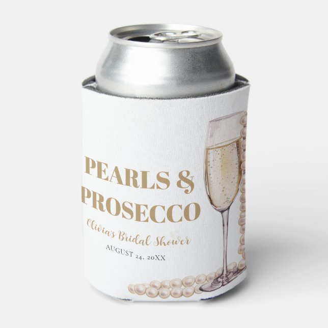 Elegantes Gold Perlen und Prosecco Brautparty Dosenkühler (Kanne Vorderseite)