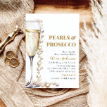 Elegantes Gold Perlen und Prosecco Brautparty Einladung<br><div class="desc">Erleben Sie das bevorstehende Brautparty mit unseren eleganten, modernen Perlen und der Prosecco Bridal Dusche Einladung. Dieses raffinierte Design verbindet moderne Eleganz mit zeitlosen Perlen und schafft so eine perfekte Harmonie für das Feiern. Die Einladung zeichnet sich durch ein schlankes Layout mit subtilen Perlenakzenten aus, das Reinheit und Eleganz symbolisiert....</div>