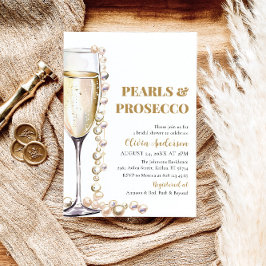Elegantes Gold Perlen und Prosecco Brautparty Einladung