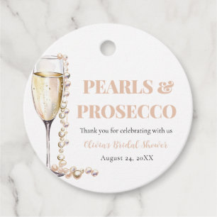 Elegantes Gold Perlen und Prosecco Brautparty Geschenkanhänger