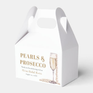 Elegantes Gold Perlen und Prosecco Brautparty Geschenkschachtel
