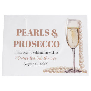 Elegantes Gold Perlen und Prosecco Brautparty Große Geschenktüte