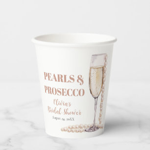 Elegantes Gold Perlen und Prosecco Brautparty Pappbecher