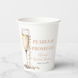 Elegantes Gold Perlen und Prosecco Brautparty Pappbecher
