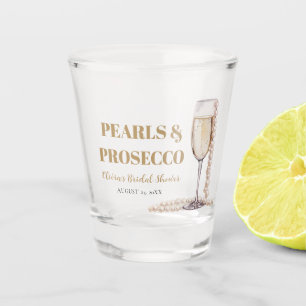 Elegantes Gold Perlen und Prosecco Brautparty Schnapsglas