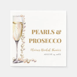Elegantes Gold Perlen und Prosecco Brautparty Serviette