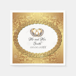 Elegantes Gold Personalisiert Wedding Paper Serviette