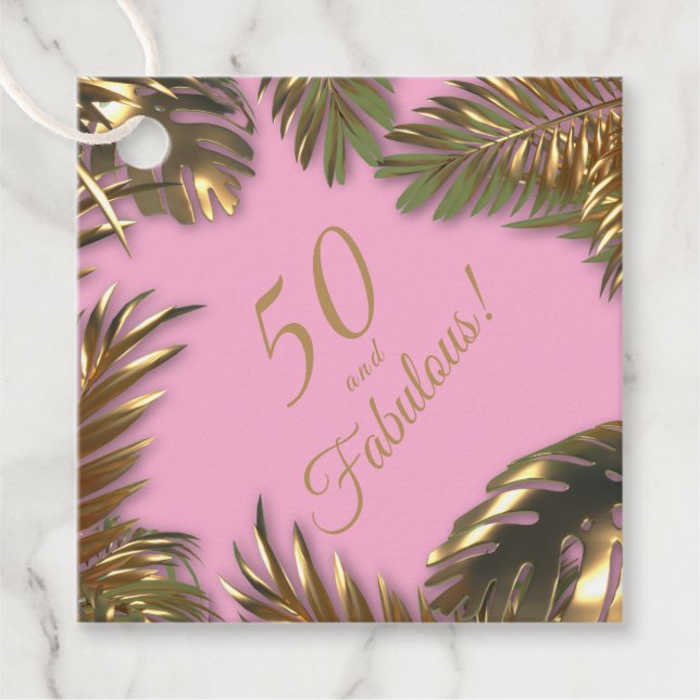 Elegantes Gold Pink Foto 50 Fantastischer Geburtst Geschenkanhänger (Vorderseite)